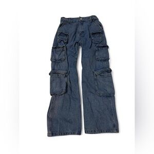 Dark Blue Multi-Pocket Cargo Pants